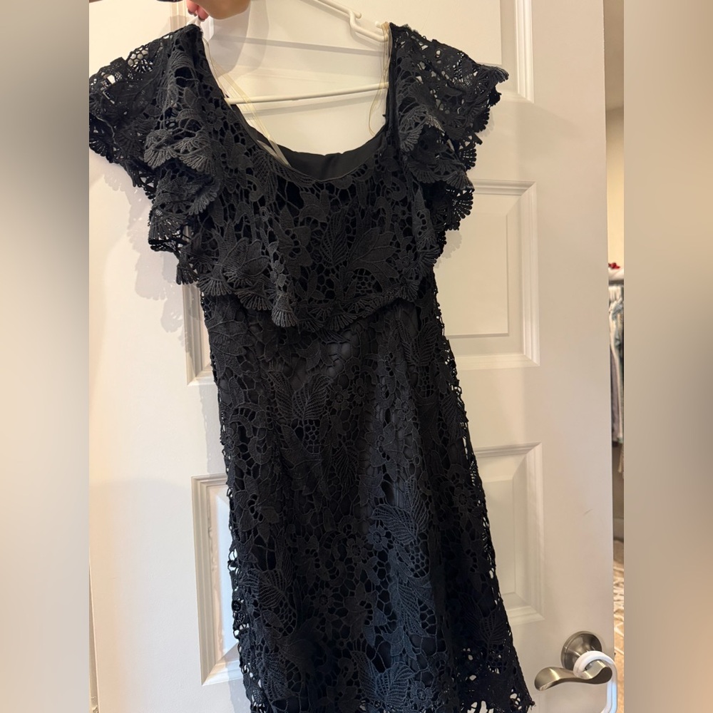 DO+BE Black Lace Mini Dress off the shoulder